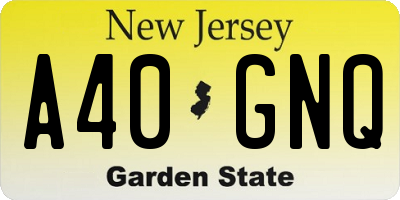 NJ license plate A40GNQ