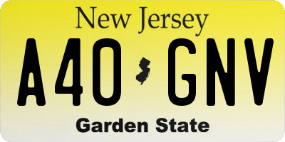 NJ license plate A40GNV