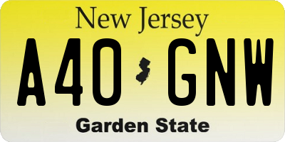 NJ license plate A40GNW