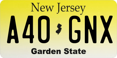 NJ license plate A40GNX