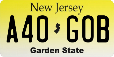 NJ license plate A40GOB