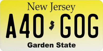 NJ license plate A40GOG