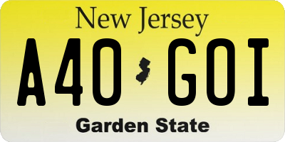 NJ license plate A40GOI