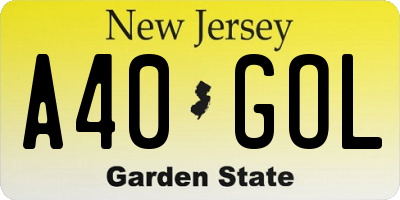 NJ license plate A40GOL