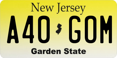 NJ license plate A40GOM