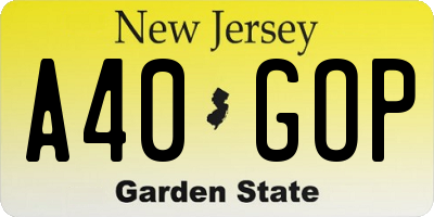 NJ license plate A40GOP