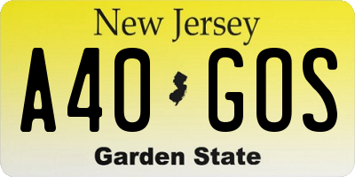 NJ license plate A40GOS