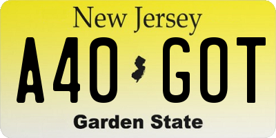 NJ license plate A40GOT