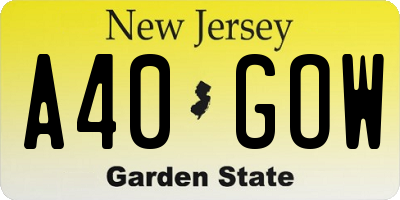 NJ license plate A40GOW