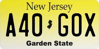 NJ license plate A40GOX
