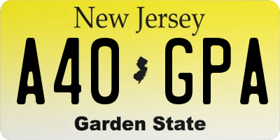 NJ license plate A40GPA