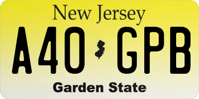 NJ license plate A40GPB