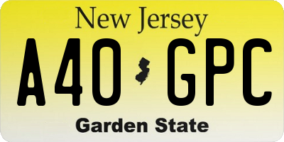 NJ license plate A40GPC