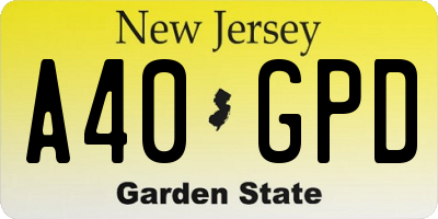 NJ license plate A40GPD