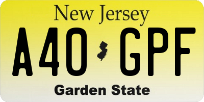 NJ license plate A40GPF
