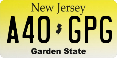 NJ license plate A40GPG