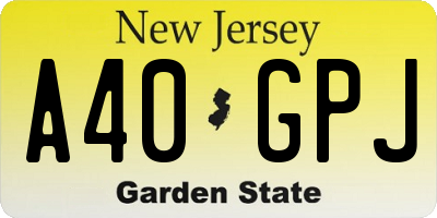 NJ license plate A40GPJ