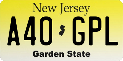 NJ license plate A40GPL