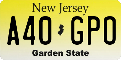 NJ license plate A40GPO