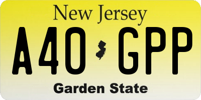 NJ license plate A40GPP