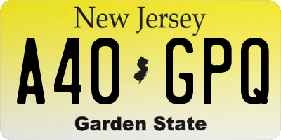 NJ license plate A40GPQ