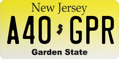 NJ license plate A40GPR