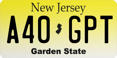 NJ license plate A40GPT