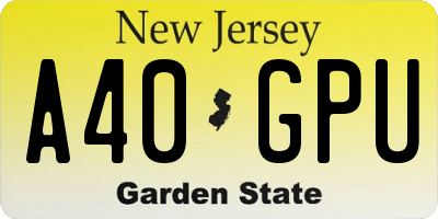 NJ license plate A40GPU