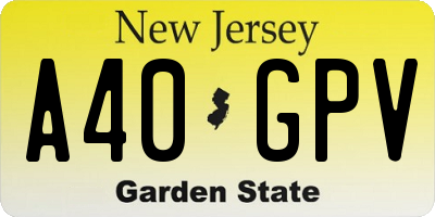 NJ license plate A40GPV
