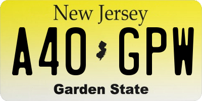 NJ license plate A40GPW