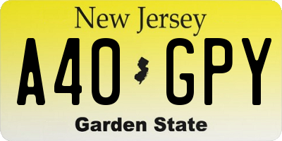 NJ license plate A40GPY