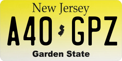 NJ license plate A40GPZ