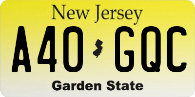 NJ license plate A40GQC