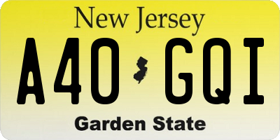 NJ license plate A40GQI