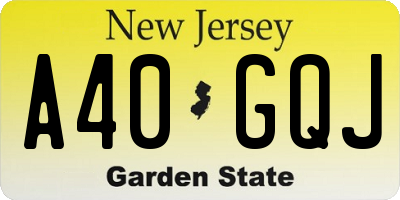 NJ license plate A40GQJ
