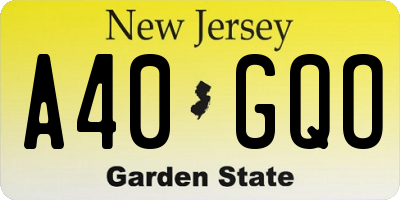 NJ license plate A40GQO