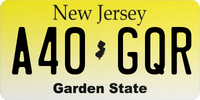 NJ license plate A40GQR