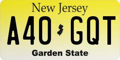 NJ license plate A40GQT