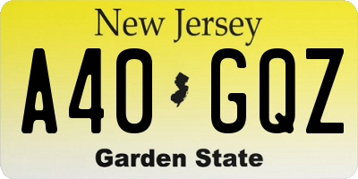 NJ license plate A40GQZ