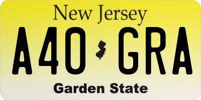 NJ license plate A40GRA