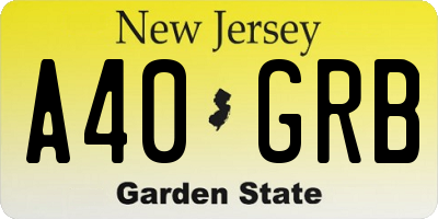 NJ license plate A40GRB