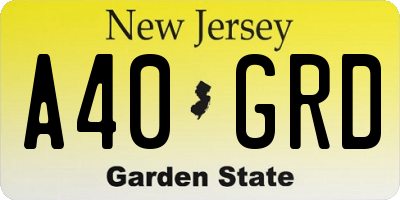 NJ license plate A40GRD