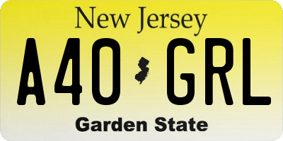NJ license plate A40GRL