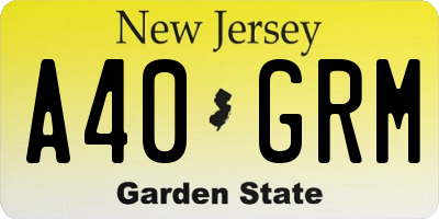 NJ license plate A40GRM