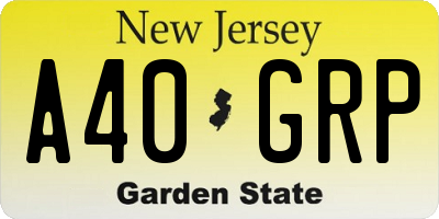 NJ license plate A40GRP