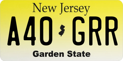 NJ license plate A40GRR