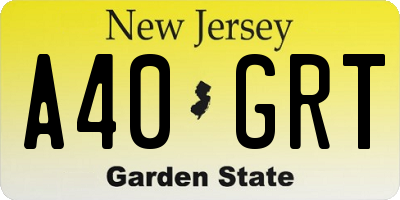 NJ license plate A40GRT