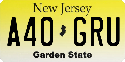 NJ license plate A40GRU
