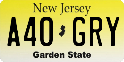 NJ license plate A40GRY
