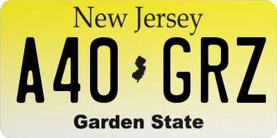 NJ license plate A40GRZ